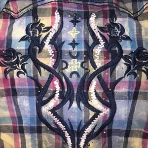 Roar! Bling lace embroidery button up! Size XS